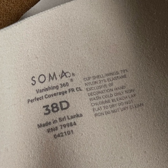 Soma Vanishing 360 Underwire Bra 38D Nude Perfect Coverage Smoothing - Picture 5 of 6